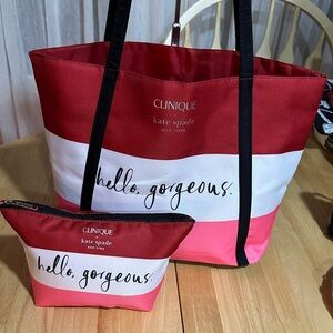 Kade Spade Red & Pink 'Hello, Gorgeous' Tote and Pouch Set